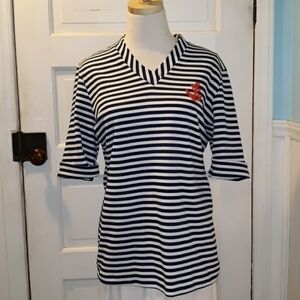 Vintage 1970s Sears nautical beach striped shirt